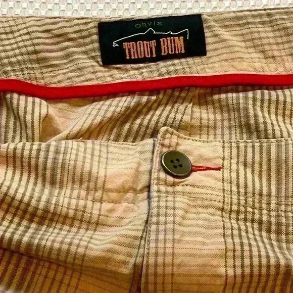 ✨Orvis Mens size 42 Tan plaid Cargo Pocket shorts - Picture 6 of 6